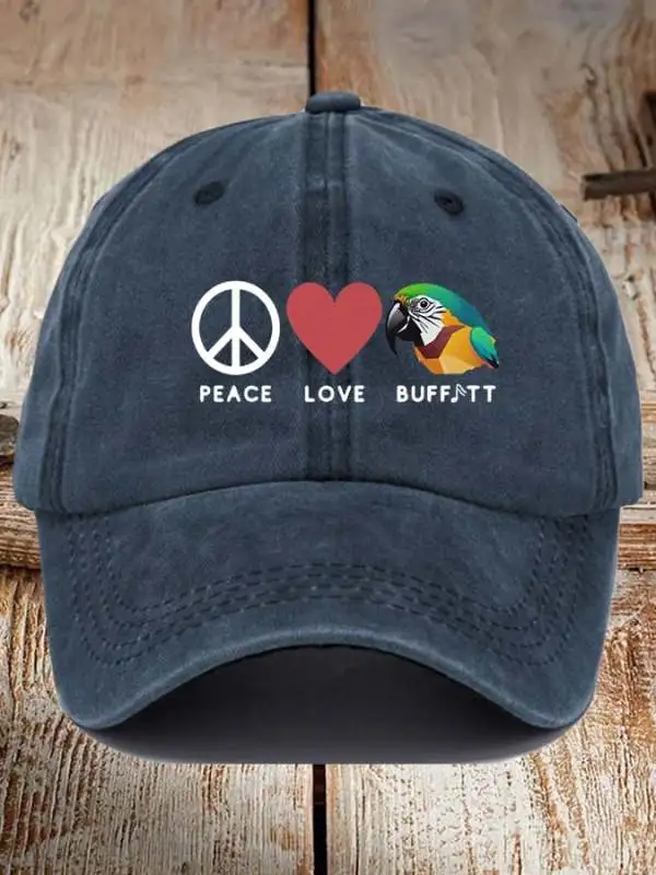 Unisex Peace Love Print Baseball Cap