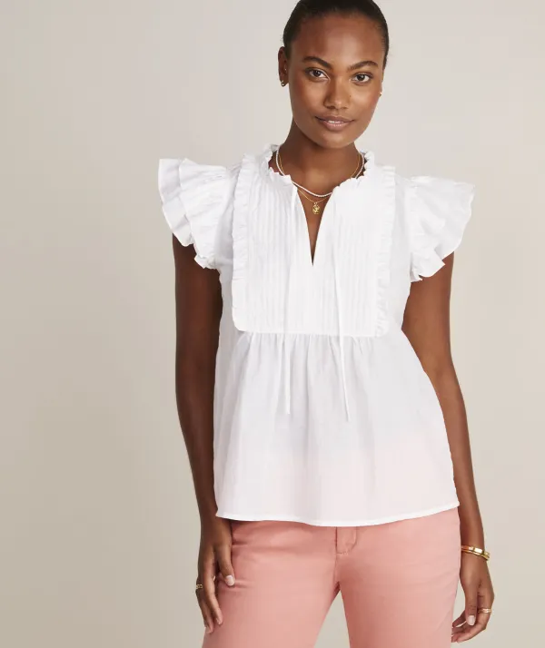 Quilted Ruffle Sleeve Top