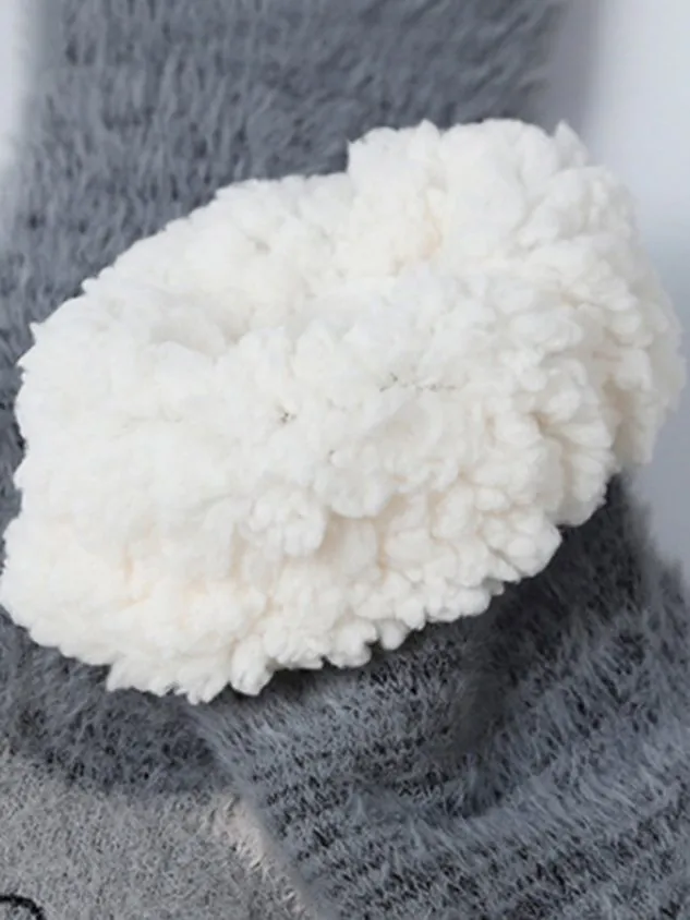 1pair Women Cartoon Cat Warmth Non-Slip Floor Socks