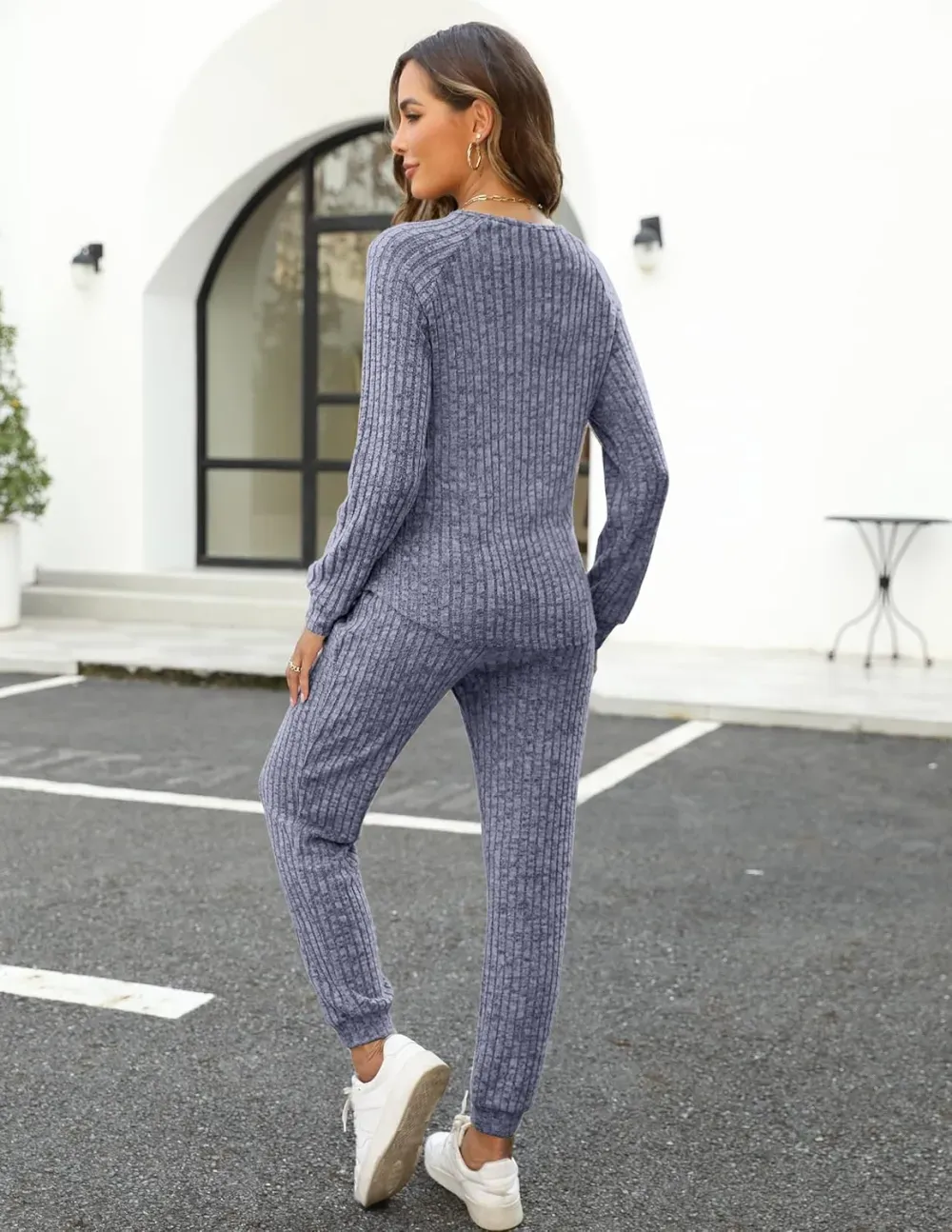 Two Piece Outfits for Women Lounge Sets Button Down Sweatshirt Sweatpants Sweatsuits Set with Pockets