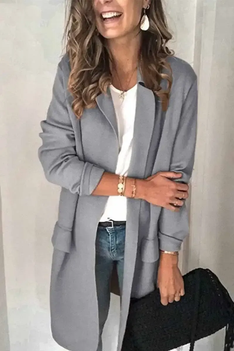Solid Color Long Sleeve blazer(6 Colors)