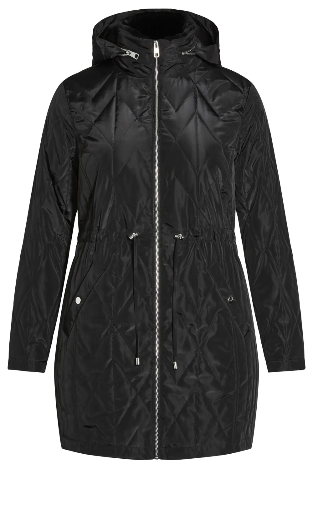 Evans Black Quilted Parka Coat