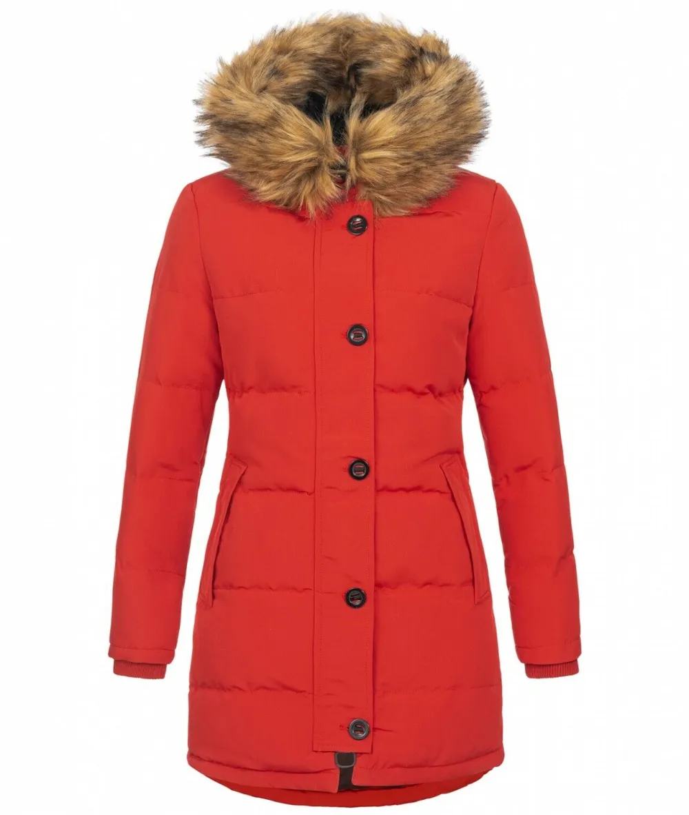 Fashion ladies parka coat with fur collar