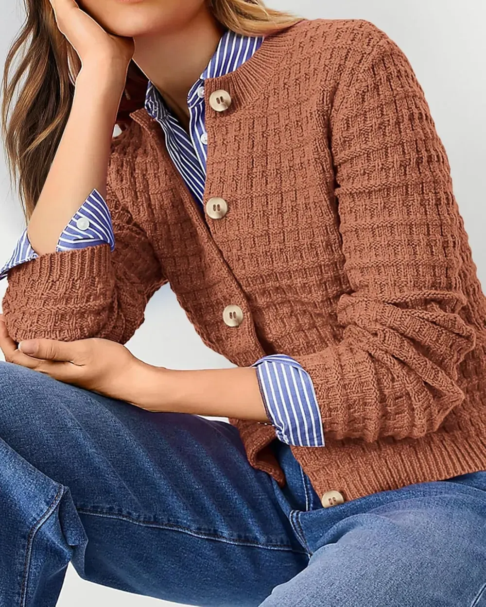 Women's Knit Cardigan Sweaters Casual Long Sleeve Open Front Button Down Trendy Jackets Outerwear