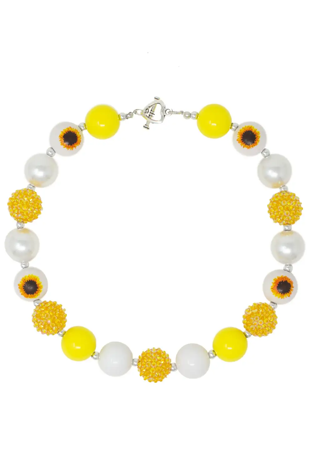 Rhinestone Sunflower Bubblegum Necklace