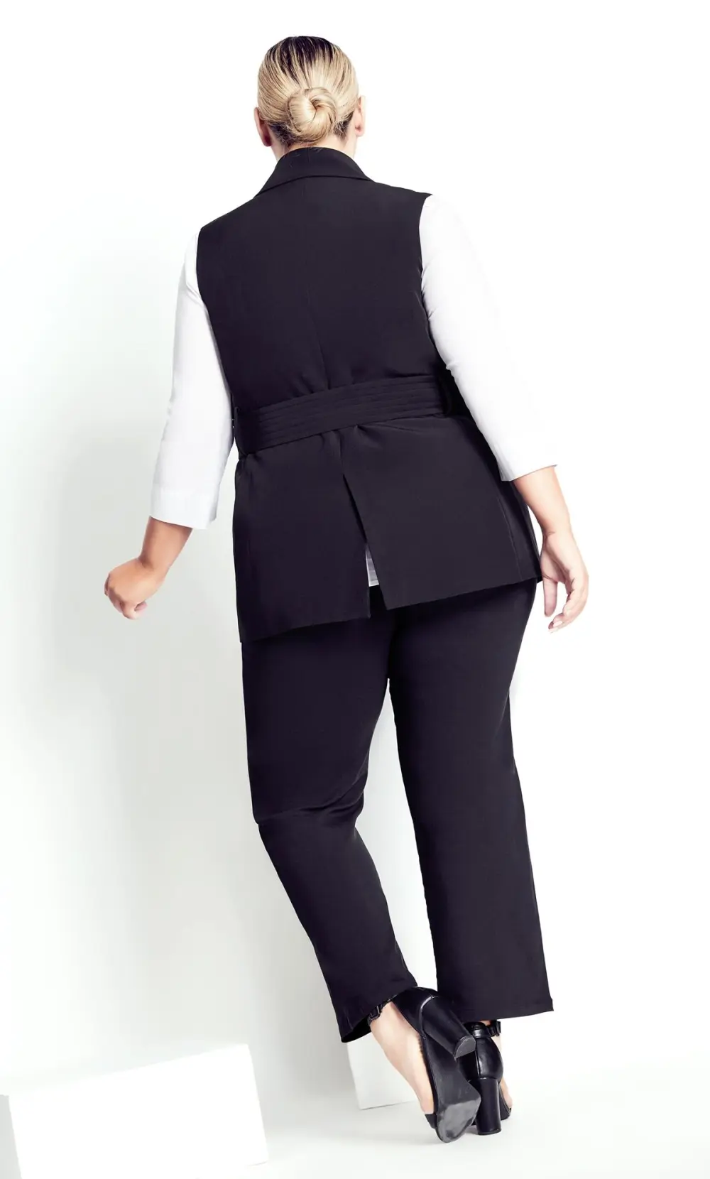 Evans Baptiste Black Dawn Buckle Up Sleeveless Blazer