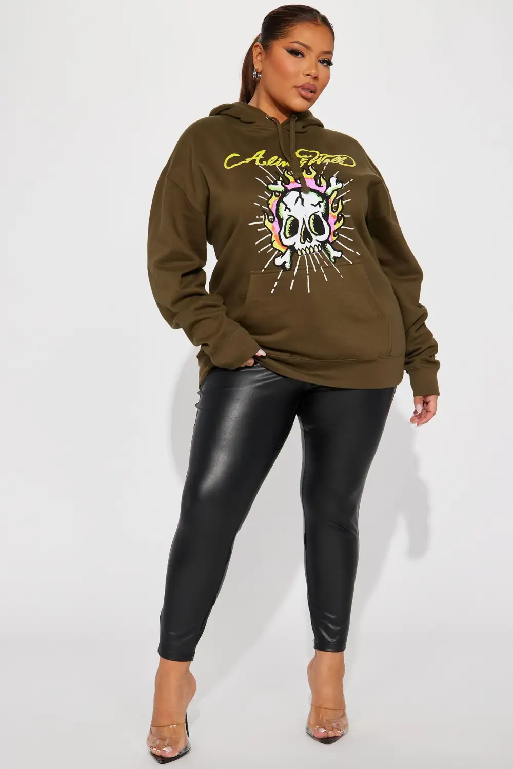 Alive And Well Skull Hoodie - Olive