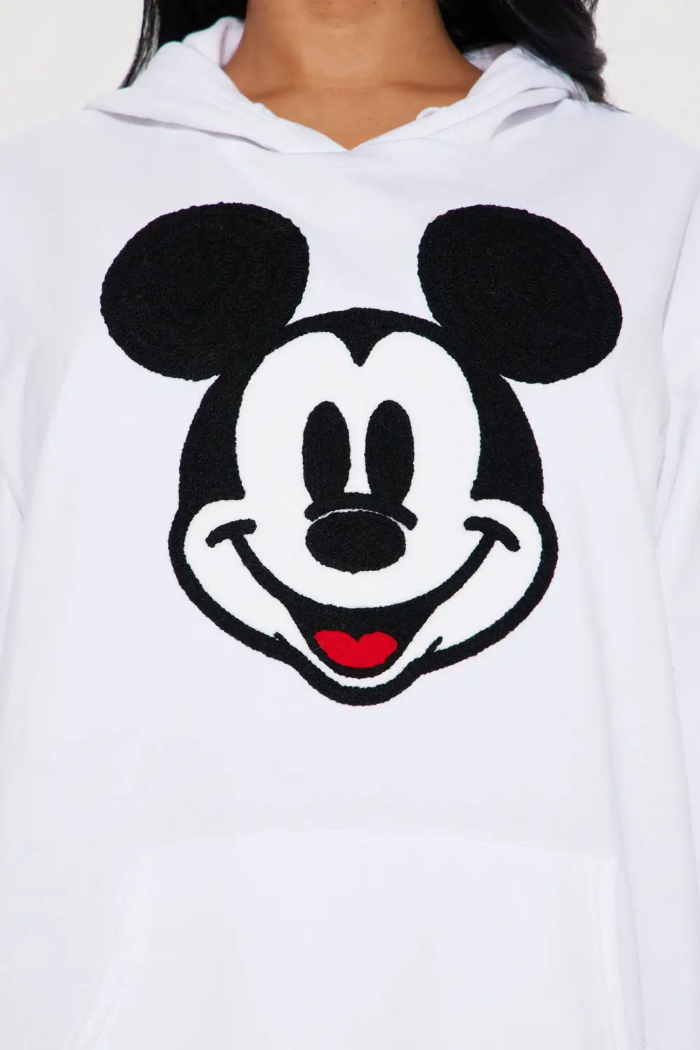 Mickey Mouse Crochet Patch Hoodie - White