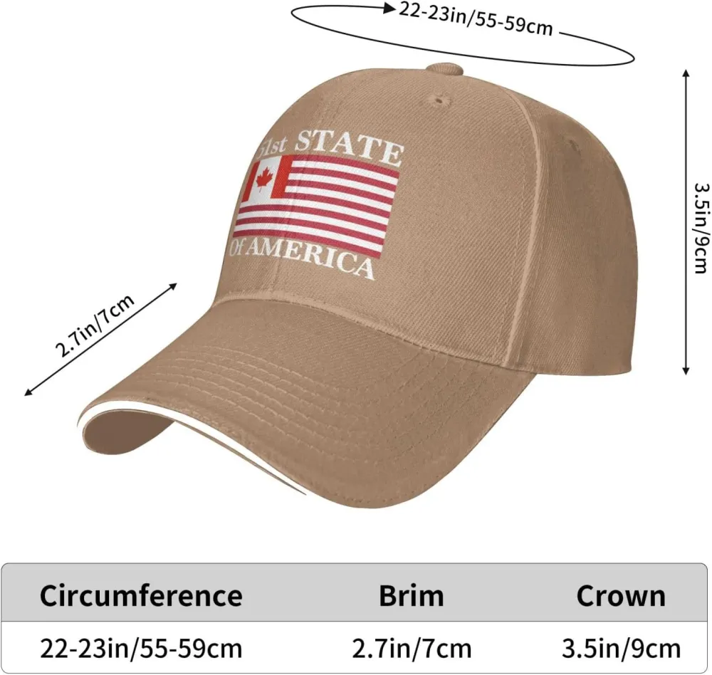 51st State Make Canada 51st State Hat Make America Canada Great Again Hat Cap for Men Women Black