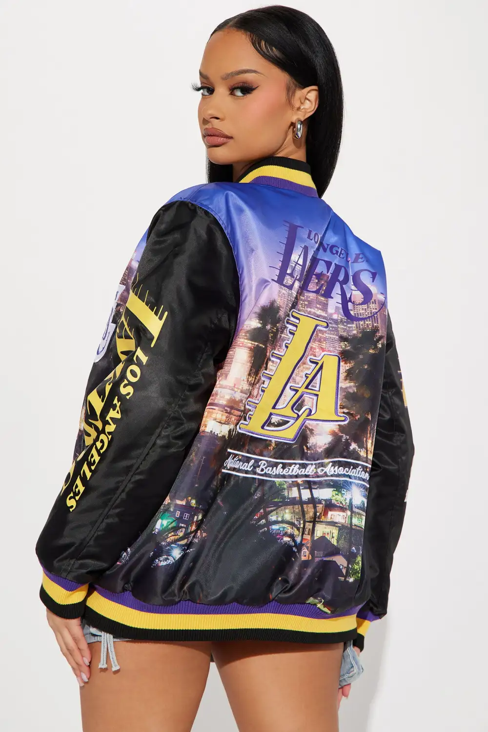 Lakers Court Side Bomber Jacket - Black
