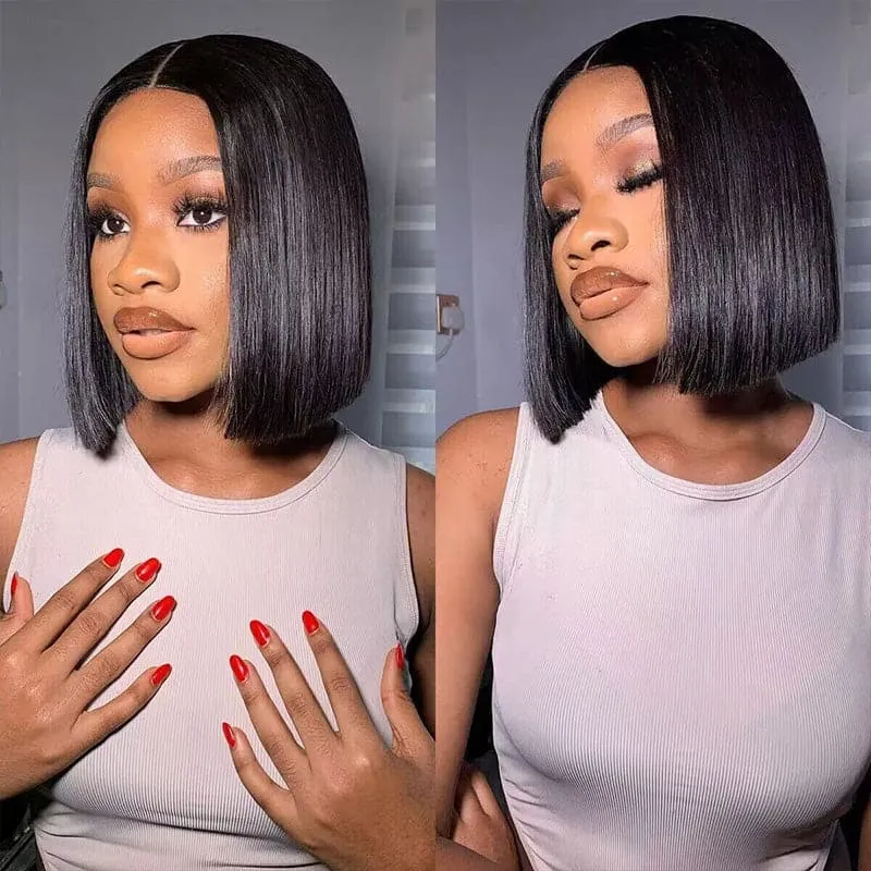 Pre Bleached Straight Wear Go Glueless Bob Wigs 7×6 /9×6 Bob Wigs Human Hair