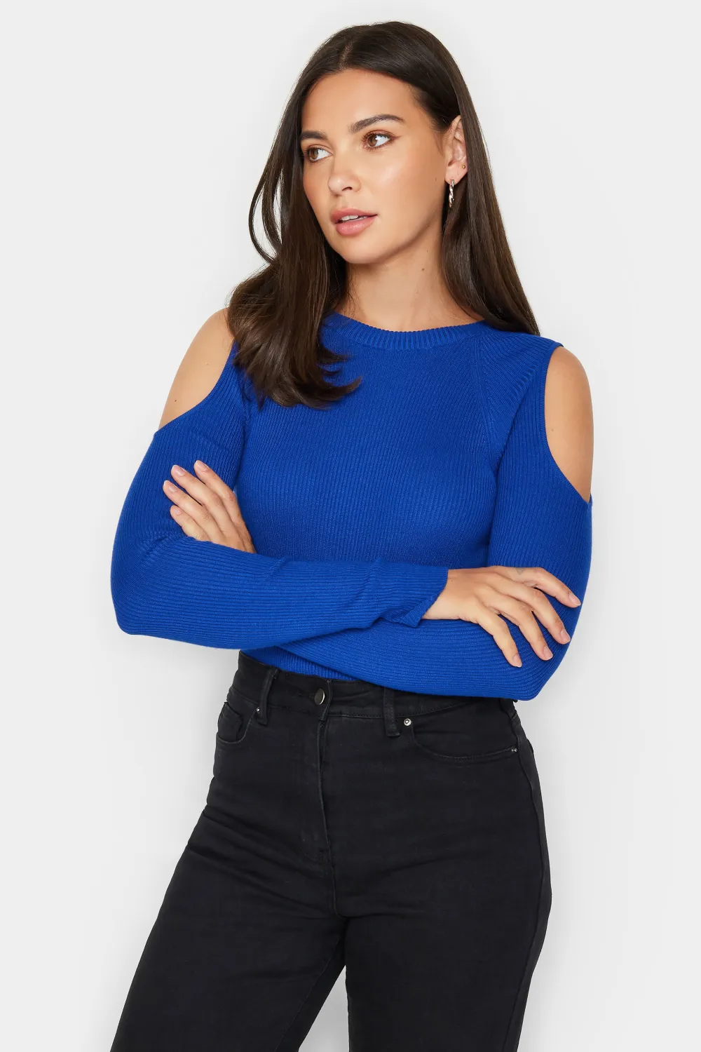 LTS Tall Cobalt Blue Cold Shoulder Jumper