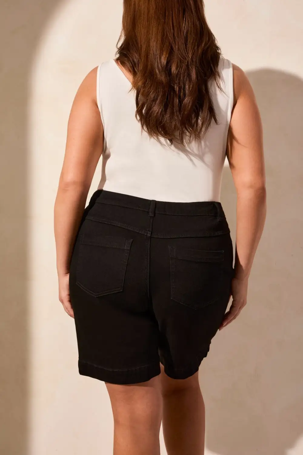 Audrey Comfort Stretch Pull-On Bermuda Shorts-Justblack