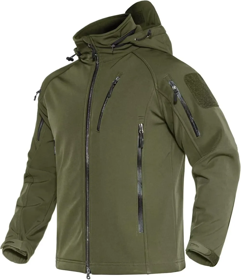 Men's Tactical Jacket 8 Pockets Water Resistant Jacket Softshell Fleece Lined Jacket Winter Coats Ski Jacket
