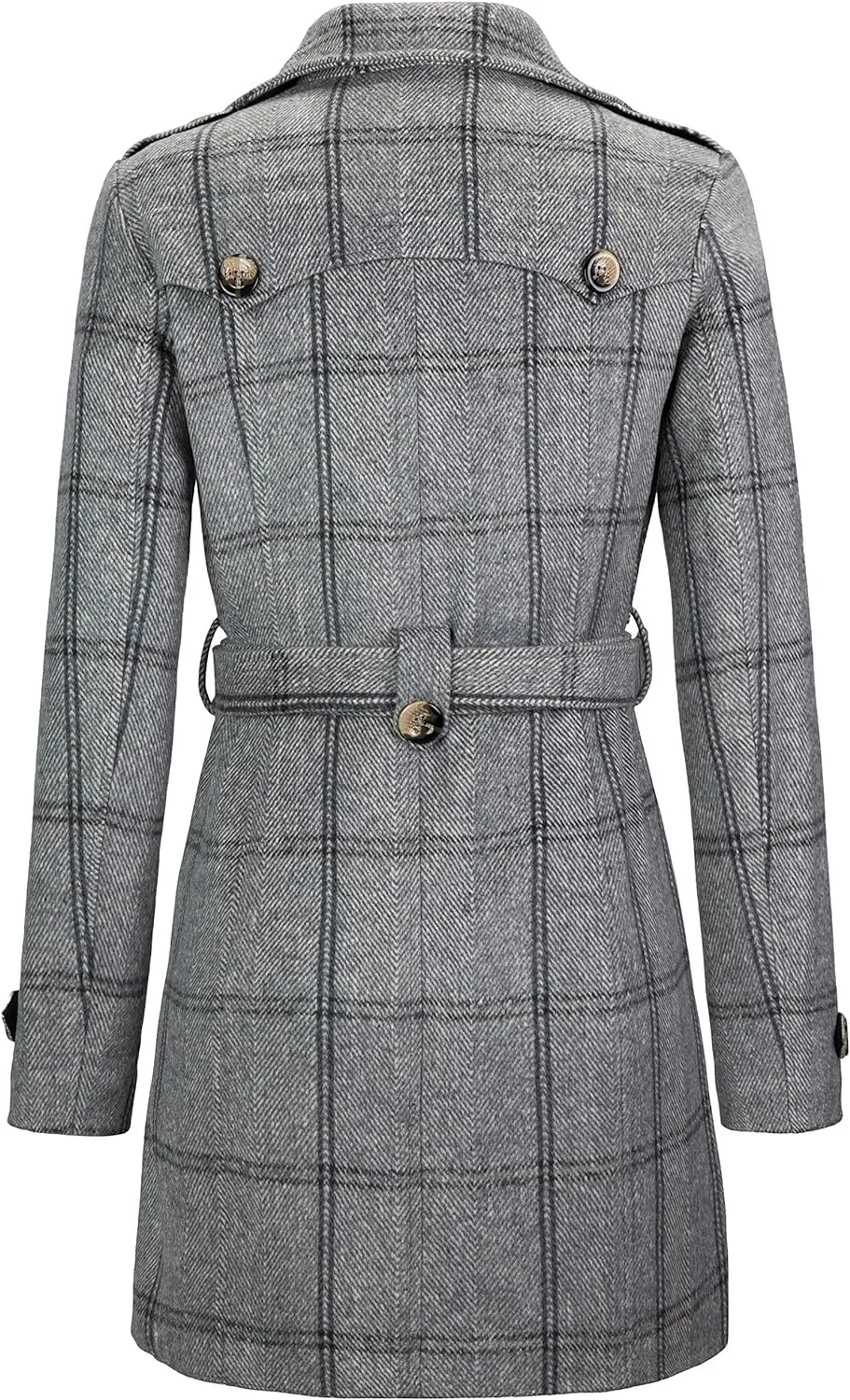 Women's Double Breasted Pea Coat Winter Mid-Long Trench Coat with Belt