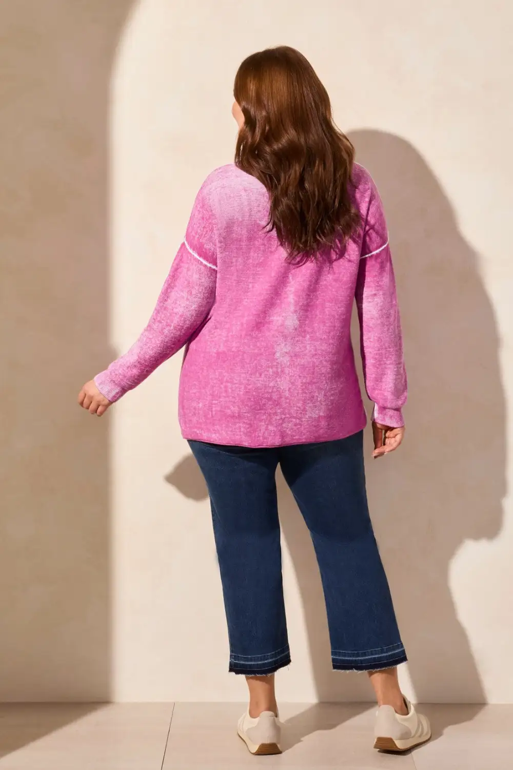 Special Wash Long Sleeve V-Neck Sweater-Orchidsky
