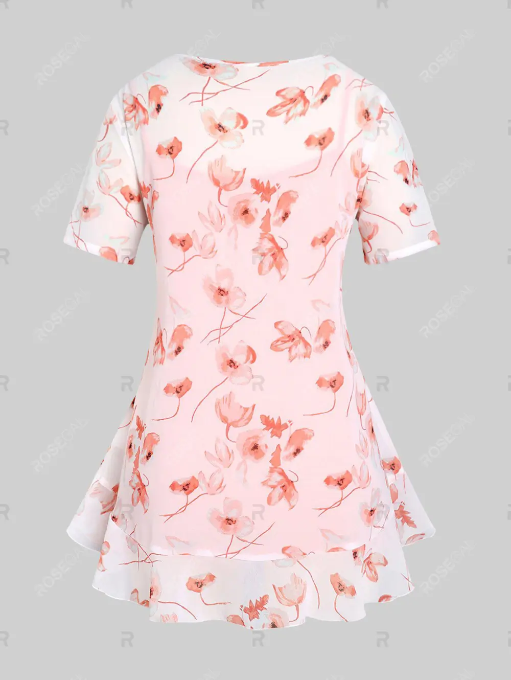 Floral Tie Blouse and Knot Solid Tank Top Set and Lace Up Side High Waisted Capri Pants Plus Size & Curve Summer Outfit