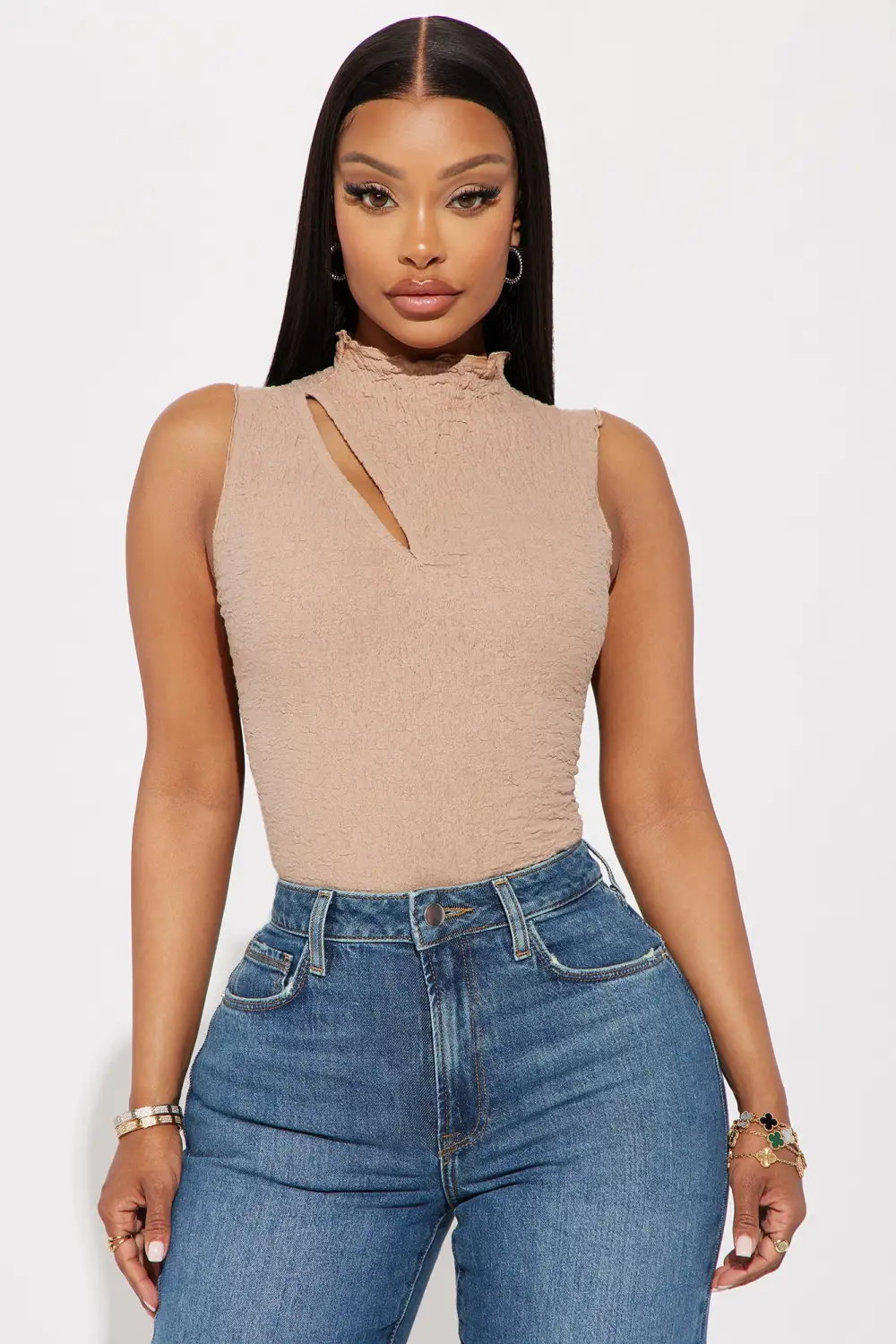 Nataly Textured Top - Taupe