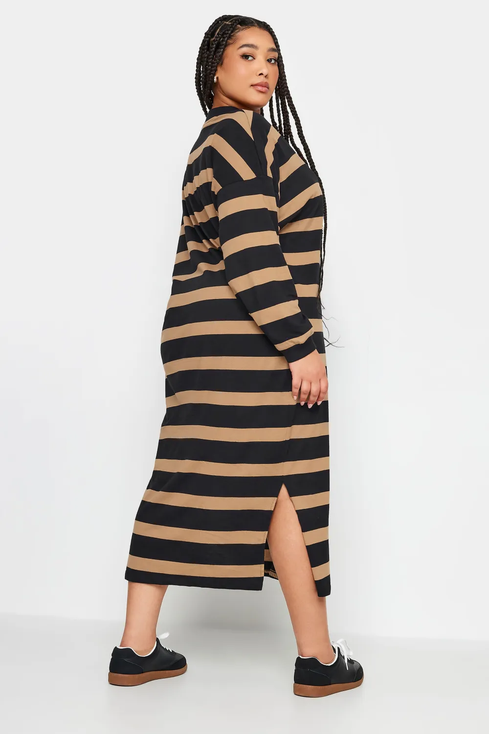 YOURS Curve Blue Stripe Oversized T-Shirt Dress