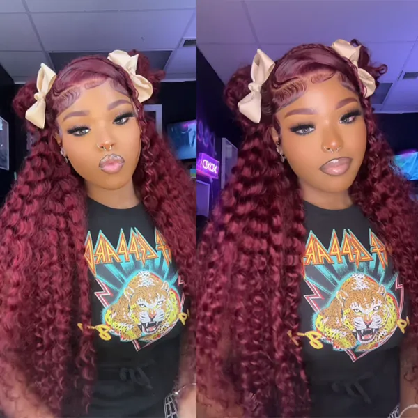 Special Offer| #99J Burgundy Deep Wave Wig Sterly 13×6 Full Lace Frontal Human Hair Wigs
