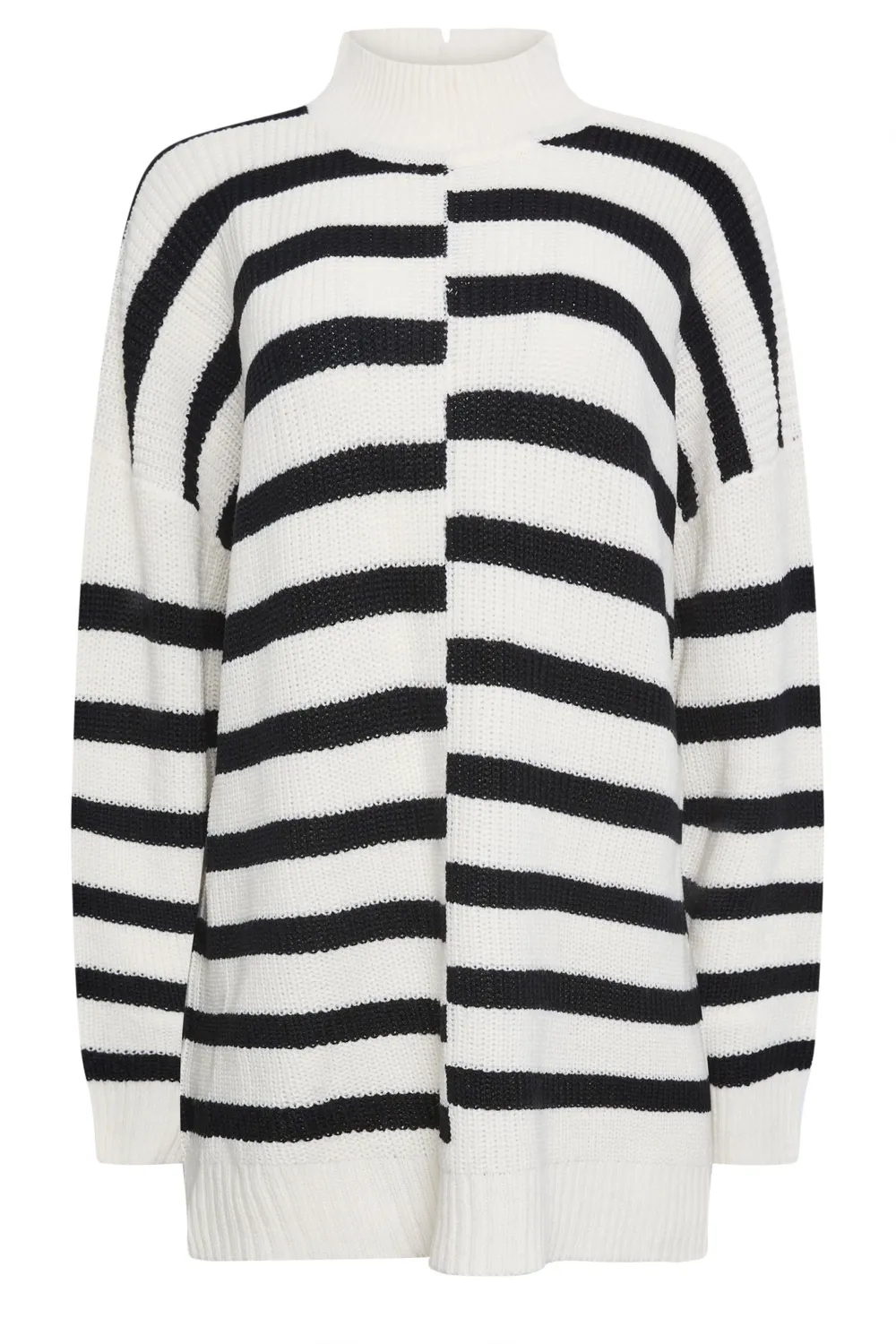 YOURS Curve White Contrast Stripe Turtle Neck Jumper