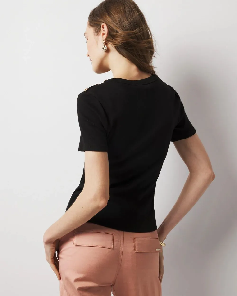 Short Sleeve Button Shoulder Tee