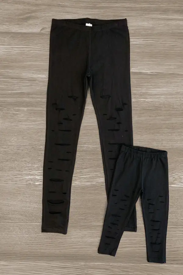 Mom & Me - Black Distressed Leggings