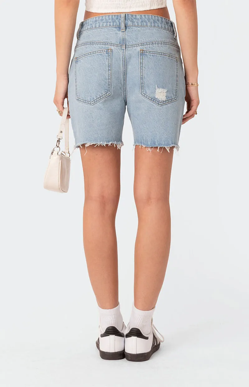 Edikted Tomboy Low Rise Denim Shorts