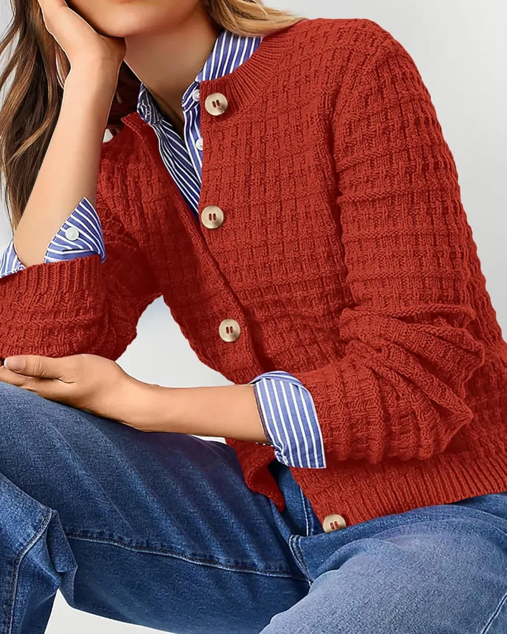 Women's Knit Cardigan Sweaters Casual Long Sleeve Open Front Button Down Trendy Jackets Outerwear