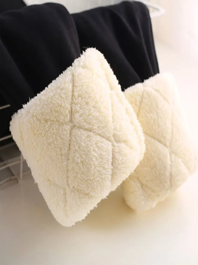 Plain Warmth Casual Fluff Tight Leggings