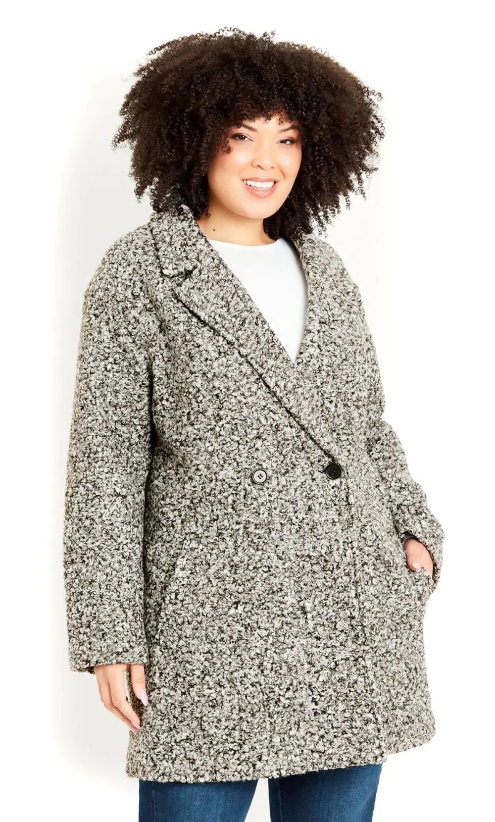 Evans Grey Boucle City Coat