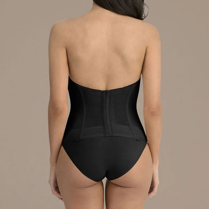 low back strapless torsolette