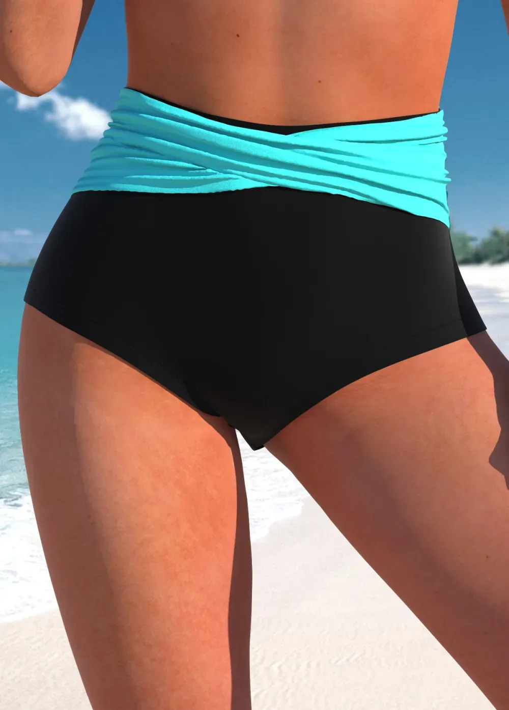 Criss Cross Cyan Contrast Bikini Top