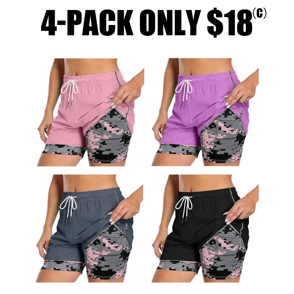 Workout Shorts Women Drawstring High Waist Running Short Pants Quick Dry Gym Athletic Board Clothes with Pockets