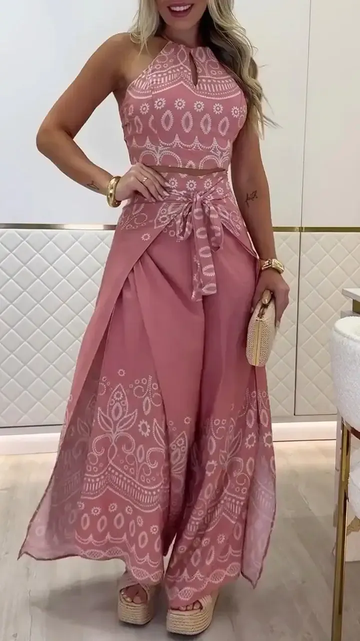 Women's Vintage Printed Holiday Casual Three-Piece Suits