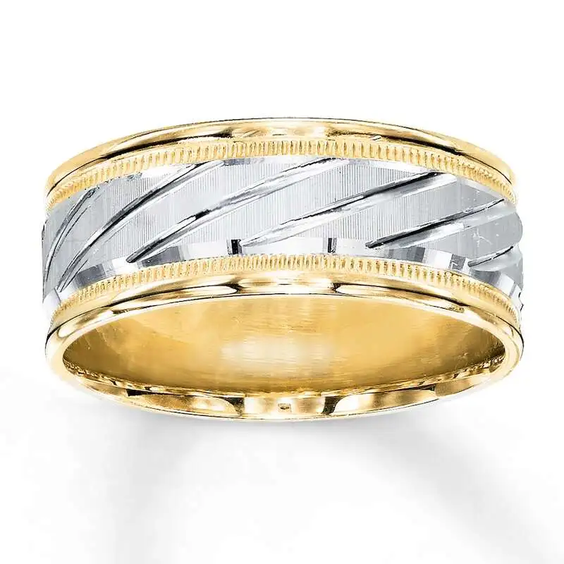 Wedding Band 10K Two-Tone Gold 8mm