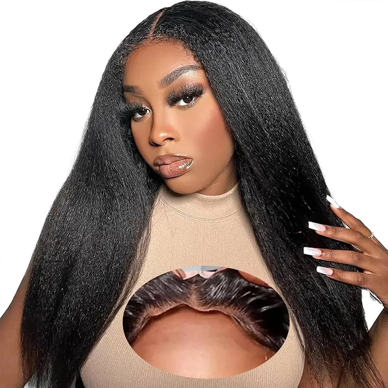 Affordable Glueless 7×6 Lace Yaki Straight Human Hair Wig Sterly Hair