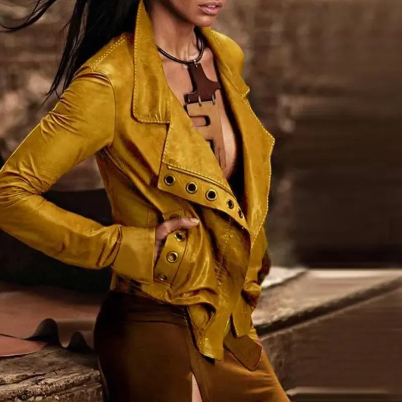 Vintage Western Leather Jacket Long Sleeve Short Stitching Jacket