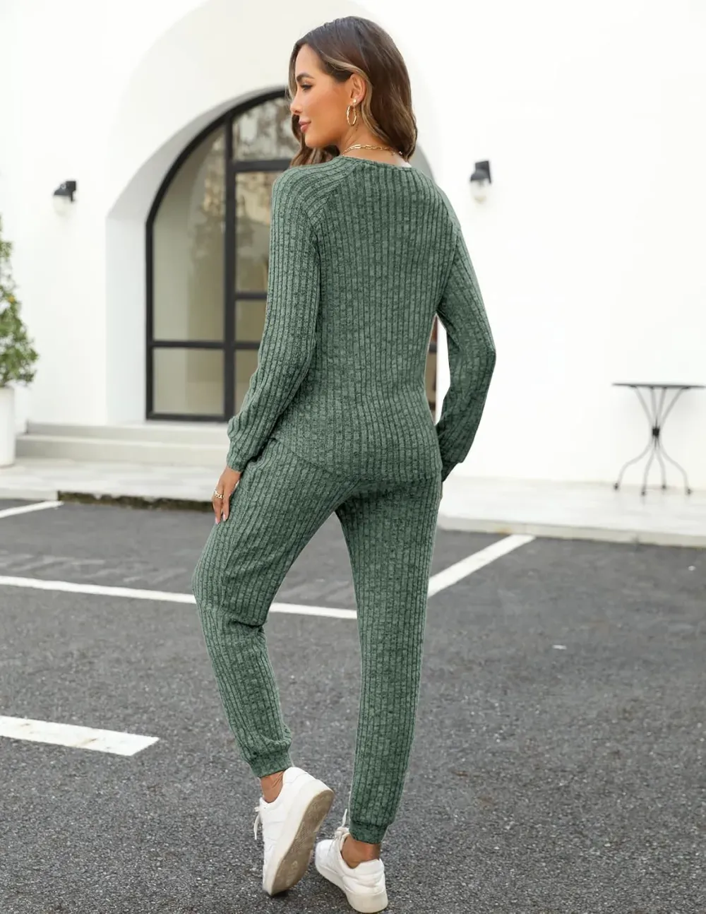 Two Piece Outfits for Women Lounge Sets Button Down Sweatshirt Sweatpants Sweatsuits Set with Pockets
