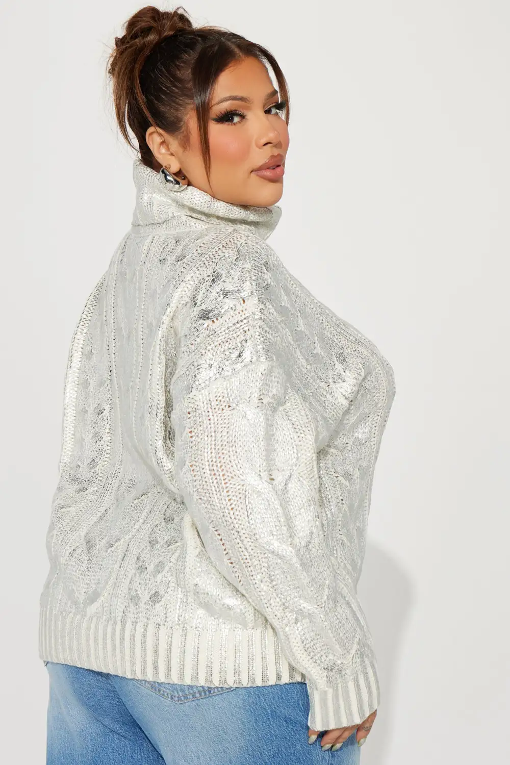 Cool Girl Metallic Sweater - Silver