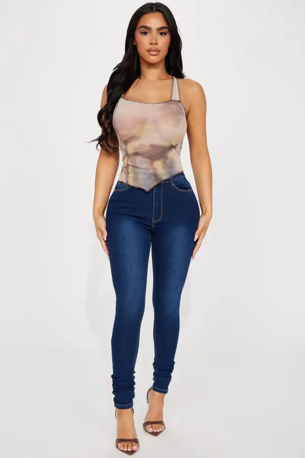 Scenic Route Mesh Top - Taupe/combo