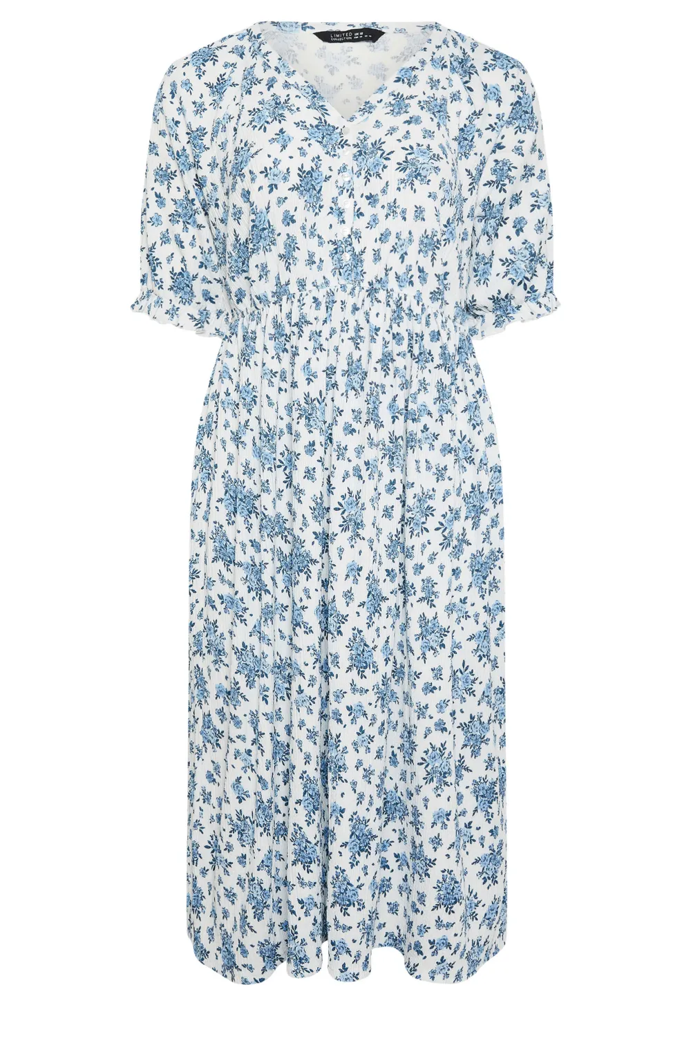 YOURS Curve White Vintage Floral Textured Midaxi Dress