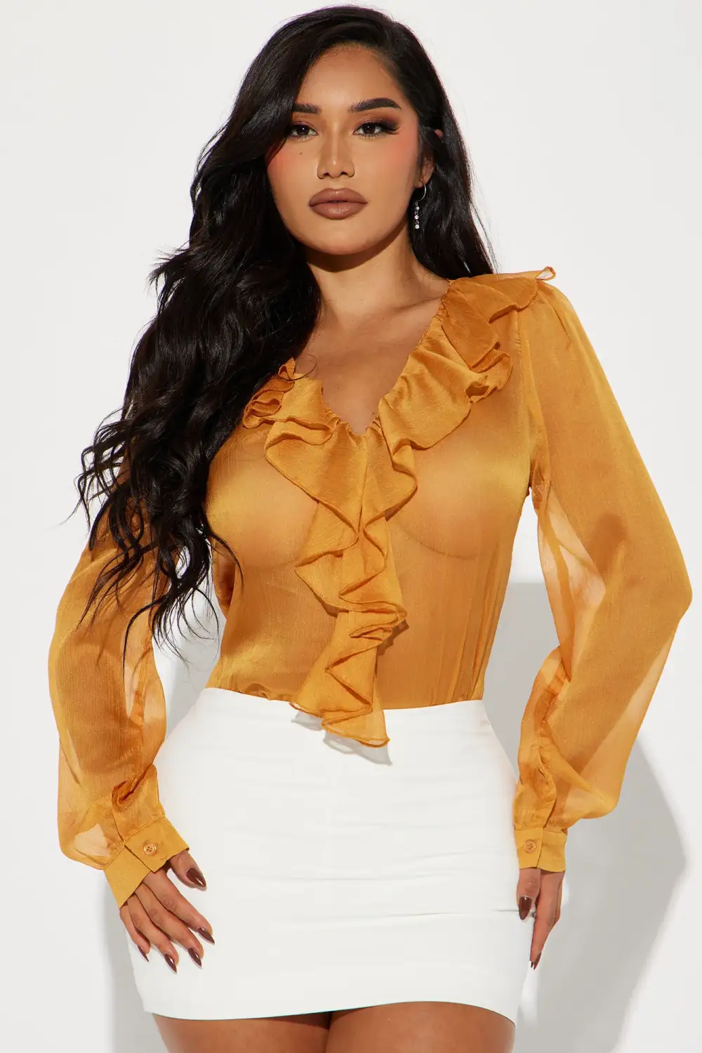 Evie Blouse Top - Orange