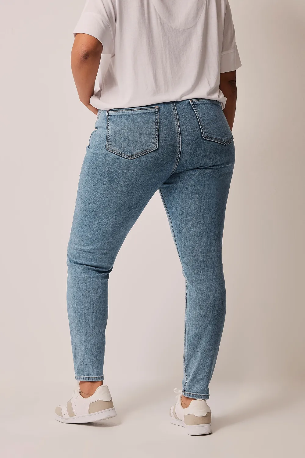 EVANS Curve Blue Mid Wash Contour Skinny Jeans