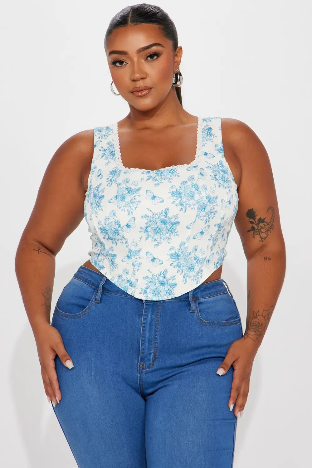 One More Moment Floral Corset Top - White/combo