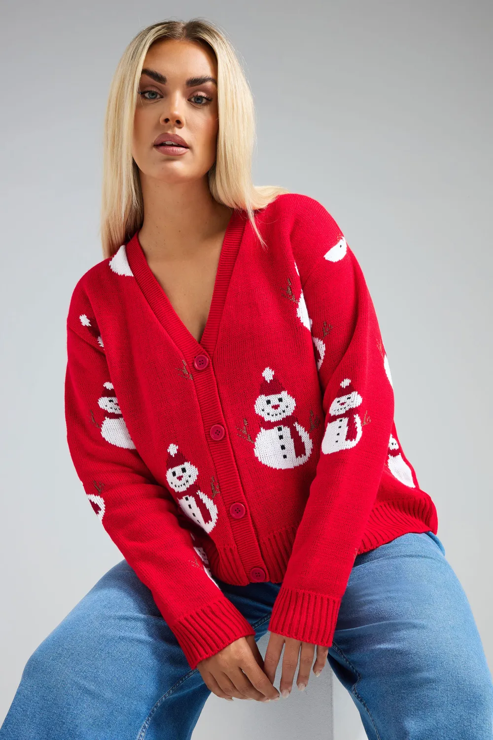 LIMITED COLLECTION Curve Blue Snowflake Knitted Cardigan