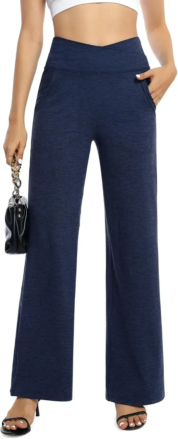 G4Free Wide Leg Pants for Women Loose Yoga Pants with Pockets Petite/Regular/Tall Stretch Casual Lounge Pants