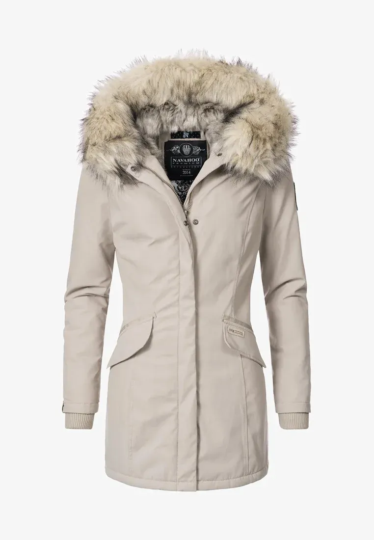 Plain  parka  coat black