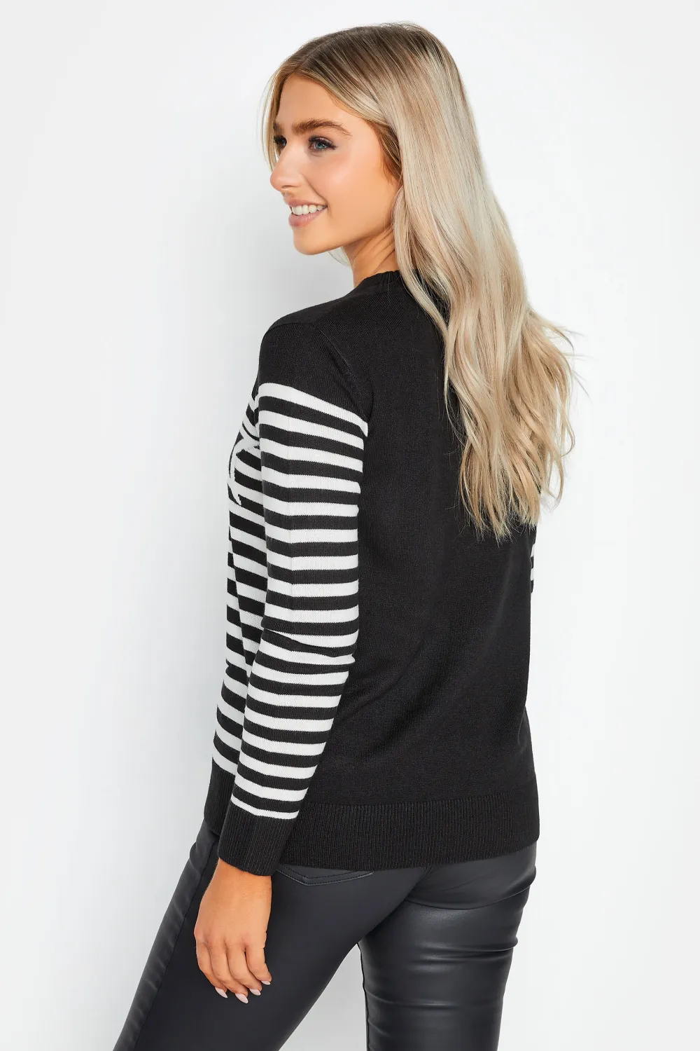 M&Co Grey Stripe Star Print Jumper