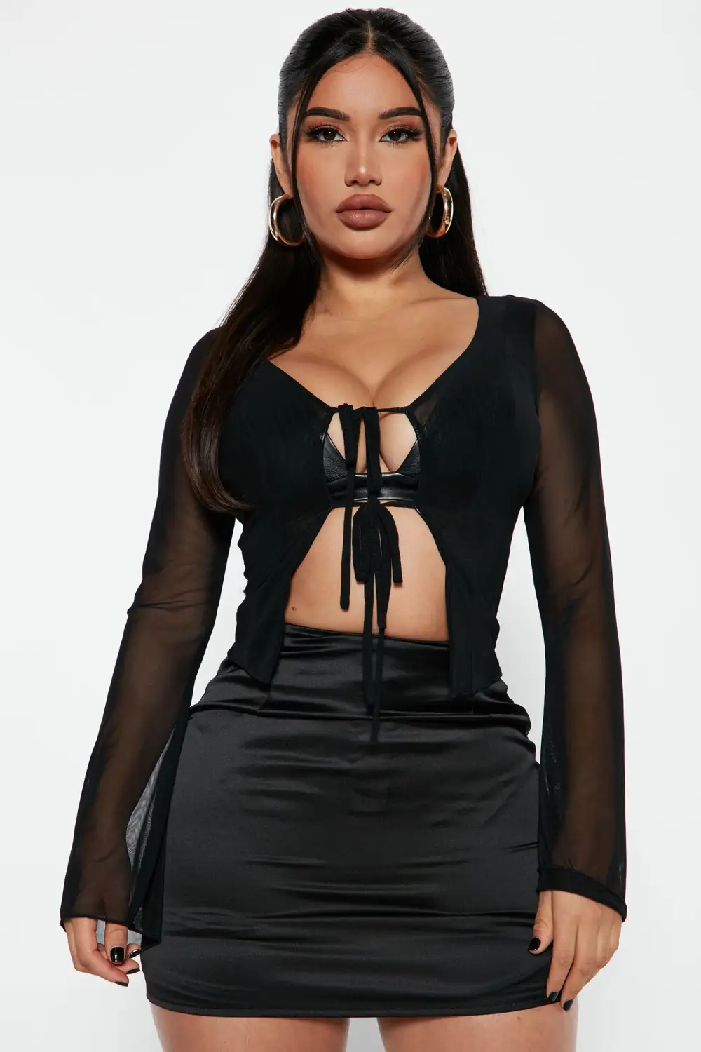 Guiselle Tie Front Top - Black